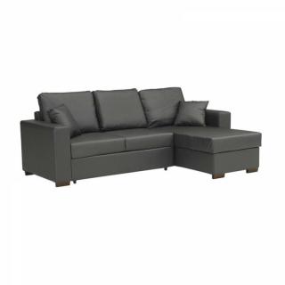 Canapé d'angle  convertible PARIGI + coffre, cuir eco gris
