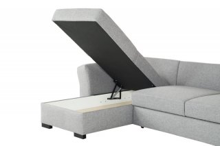 Canapé d'angle réversible convertible avec coffre JESEA tissu gris malmo