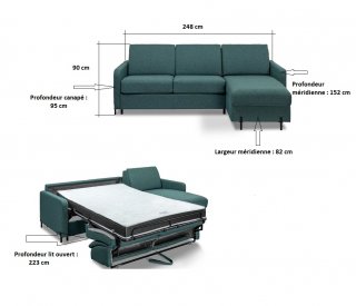Canapé d'angle réversible  express 120 ELBE matelas 18 cm sommier lattes