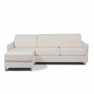 Canapé d'angle réversible COSY convertible EXPRESS 140 cm sommier métal matelas 20 cm pieds bois