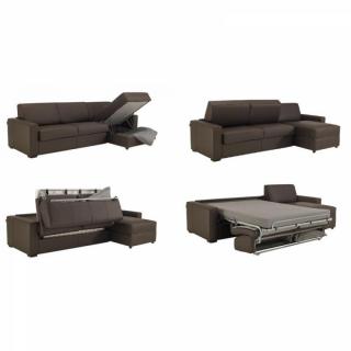 Canapé d'angle DREAMER convertible EXPRESS 120cm, polyuréthane marron,. matelas 16 cm