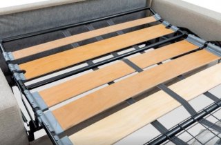 Canapé d'angle réversible  FRIENDLY convertible EXPRESS 160 cm matelas 18 cm sommier lattes pieds bois