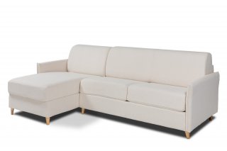 Canapé d'angle réversible  FRIENDLY convertible EXPRESS 160 cm sommier métal matelas 18 cm pieds bois