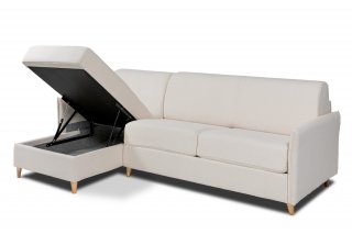 Canapé d'angle réversible  FRIENDLY convertible EXPRESS 160 cm sommier métal matelas 18 cm pieds bois