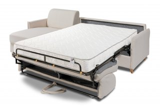 Canapé d'angle réversible  FRIENDLY convertible EXPRESS 160 cm sommier métal matelas 18 cm pieds bois