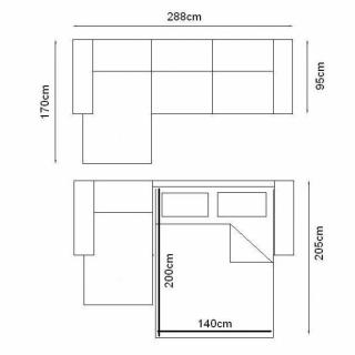 Canapé d'angle gauche MOON convertible ouverture EXPRESS 140*200cm