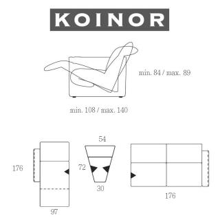 Canapé d'angle gauche 3/4 places haut de gamme ELENA de KOINOR 327cm avec assises motorisées par Touch It Technology