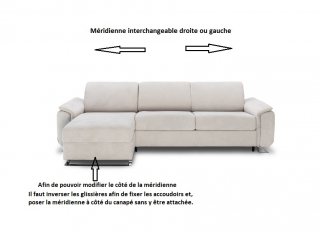 Canapé d'angle méridienne 2 places maxi 2 relax électrique WAGRAM  beige