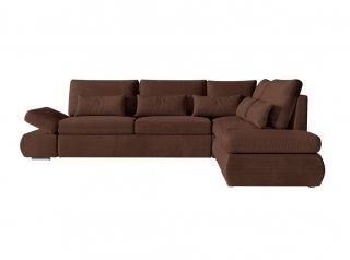 Canapé d'angle réversible CHLOE convertible 140x220 velours marron avec coffre