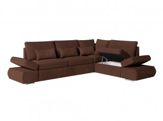 Canapé d'angle réversible CHLOE convertible 140x220 velours marron avec coffre