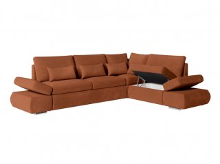 Canapé d'angle réversible CHLOE convertible 140x220 velours terracotta avec coffre