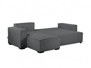 Canapé d'angle réversible convertible LOUISE velours côtelé gris foncé