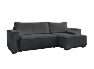 Canapé d'angle réversible convertible LOUISE velours côtelé gris foncé