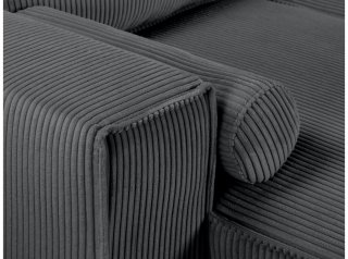Canapé d'angle réversible convertible LOUISE velours côtelé gris foncé