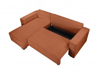 Canapé d'angle réversible convertible LOUISE velours côtelé  terracotta