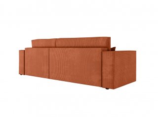 Canapé d'angle réversible MIA convertible avec pouf velours côtelé terracotta