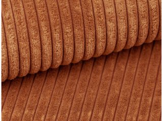 Canapé d'angle réversible MIA convertible avec pouf velours côtelé terracotta