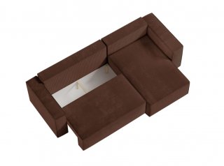 Canapé d'angle réversible MIA convertible 140x225 velours côtelé marron