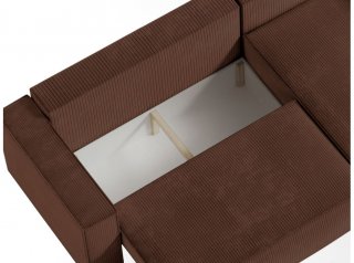 Canapé d'angle réversible MIA convertible 140x225 velours côtelé marron