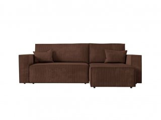 Canapé d'angle réversible MIA convertible 140x225 velours côtelé marron