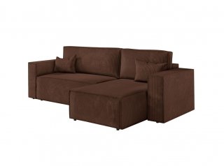 Canapé d'angle réversible MIA convertible 140x225 velours côtelé marron