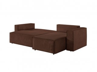 Canapé d'angle réversible MIA convertible 140x225 velours côtelé marron