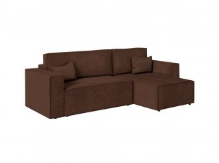 Canapé d'angle réversible MIA convertible 140x225 velours côtelé marron