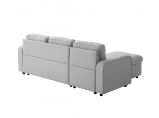 Canapé d'angle réversible ZOE convertible avec coffre tissu gris clair