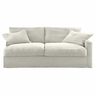 Canapé bâtard 3 places BISCARROSSE 195 cm tissu Newlin blanc  sens droite Home Spirit