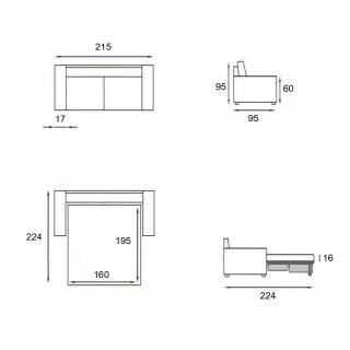 Canapé convertible express MUST matelas 160cm comfort BULTEX® 16cm sommier lattes RENATONISI