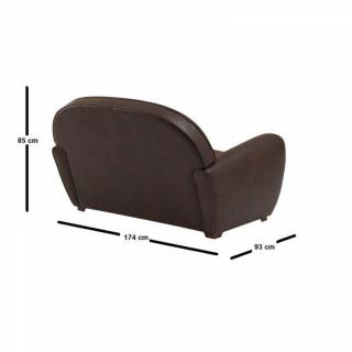 Canapé CLUB 2 places en microfibre marron vintage. MADE IN ITALY