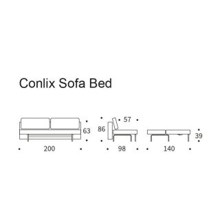 Canapé design CONLIX convertible lit 140*200 cm pieds chêne naturel, tissu kenya taupe