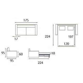 Canapé convertible express 120 IMPERIAL matelas 22 cm sommier lattes tweed Twist bleu nuit
