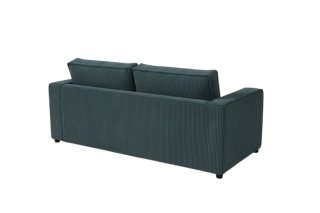 Canapé convertible express 140 OSCAR dossier moelleux matelas 14cm velours côtelé azur