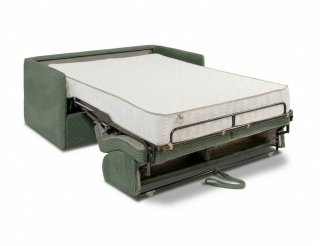 Canapé lit express COLOSSE 140 cm matelas 22 cm à mémoire de forme velours côtelé vert
