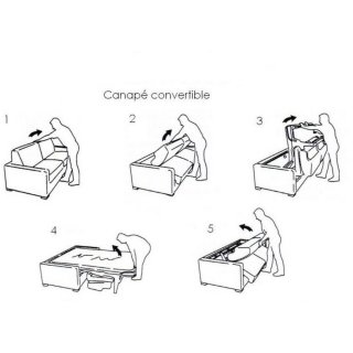 Canapé convertible EXPRESS COMODO sommier lattes 140 cm matelas 20 cm tissu bouclettes loop beige