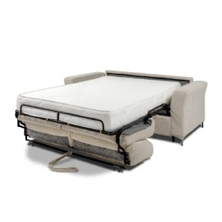 Canapé convertible EXPRESS COMODO sommier lattes 140 cm matelas 20 cm tissu bouclettes loop beige