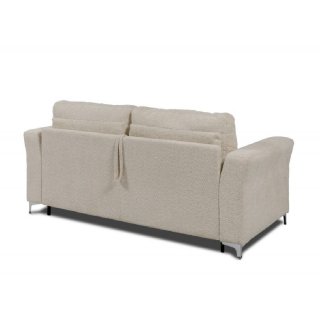 Canapé convertible EXPRESS COMODO sommier lattes 140 cm matelas 20 cm tissu bouclettes loop beige