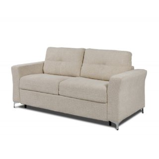 Canapé convertible EXPRESS COMODO sommier lattes 140 cm matelas 20 cm tissu bouclettes loop beige