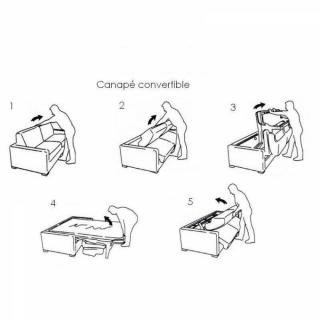 Canapé convertible EXPRESS 120cm DREAMER polyuréthane taupe,. matelas 16 cm