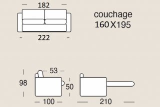 Canapé convertible express  FLORENCE couchage 160cm matelas Sogno 40 17cm 