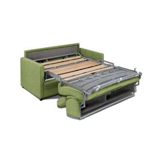Canapé convertible FRANCE matelas 16cm système express  sommier lattes 140cm microfibre vert