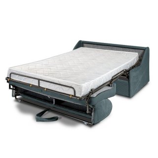 Canapé convertible GAIN DE PLACE EXPRESS 120cm sommier métal matelas 14cm velours côtelé zoom azur