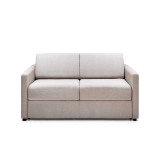 Canapé convertible EXPRESS GRANDIOSE matelas 22 cm sommier métal 140 cm tissu tweed twist crème 