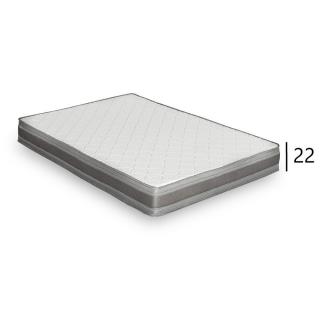 Canapé CanapExpress GRANDIOSE matelas mémory 22 cm sommier métal 140 cm tissu tweed gris