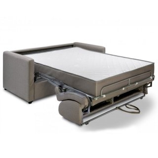 Canapé CanapExpress GRANDIOSE matelas mémory 22 cm sommier métal 140 cm tissu tweed gris