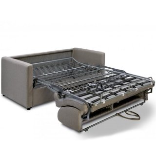 Canapé CanapExpress GRANDIOSE matelas mémory 22 cm sommier métal 140 cm tissu tweed gris