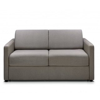 Canapé CanapExpress GRANDIOSE matelas mémory 22 cm sommier métal 140 cm tissu tweed gris