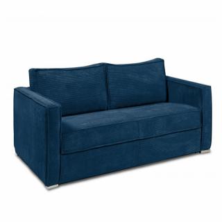 Canapé convertible express 120 MANDELIEU matelas 18cm sommier lattes velours côtelé bleu