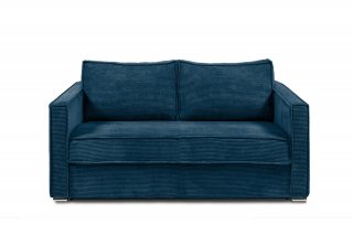 Canapé convertible express 120 MANDELIEU matelas 18cm sommier lattes velours côtelé bleu